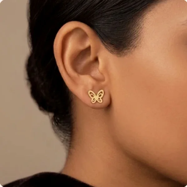 Scribble Layered 916 Gold Studs