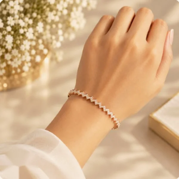 Zigzag Rose Gold Sleek Bangle
