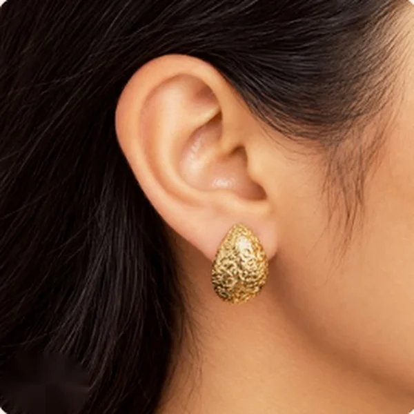 Textured Dewdrops 916 Gold Earrings