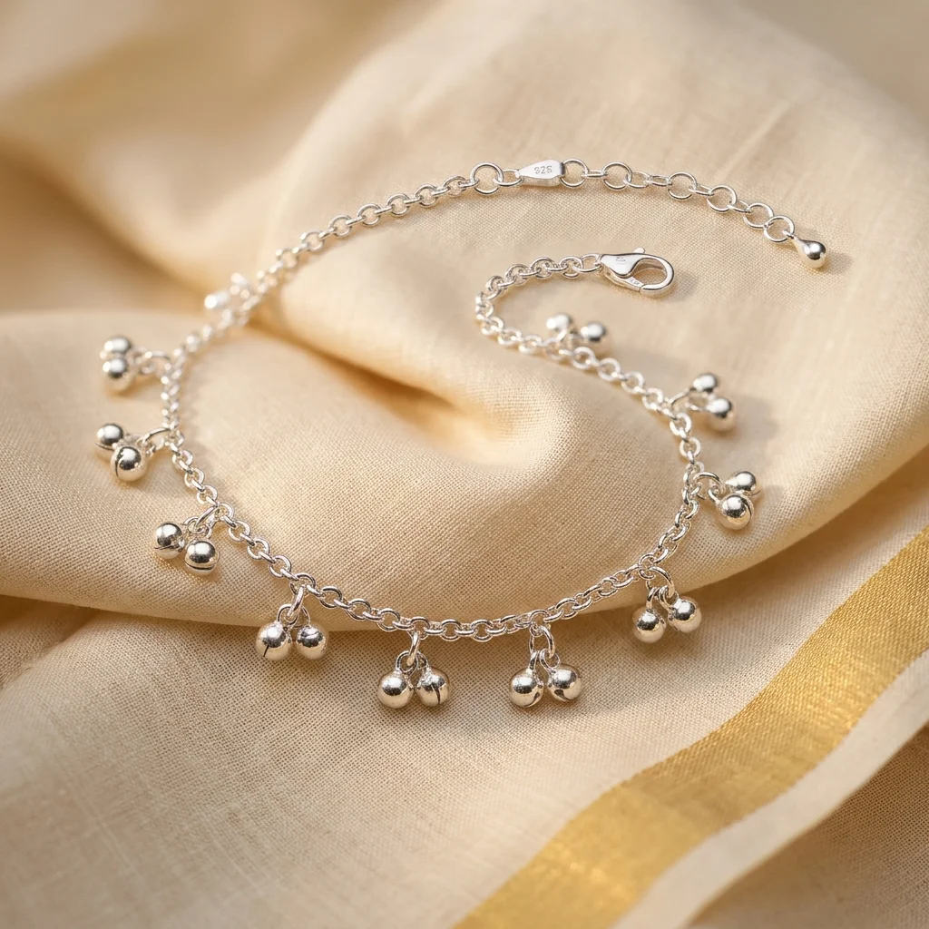 Delicate Silver Ankle Chain (Payal)