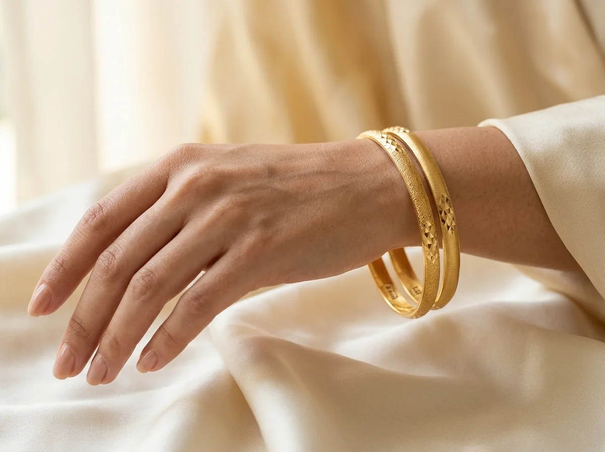 Contemporary Lightweight Gold Bangles 916 Hallmark Luxury Kondotty Malappuram