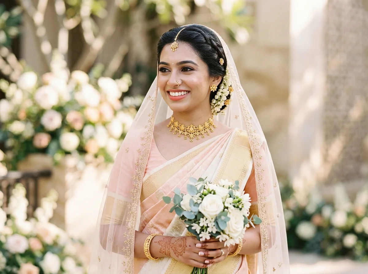 Authentic Kerala Bride wearing elegant BIS 916 Gold Jewellery Luxury Kondotty